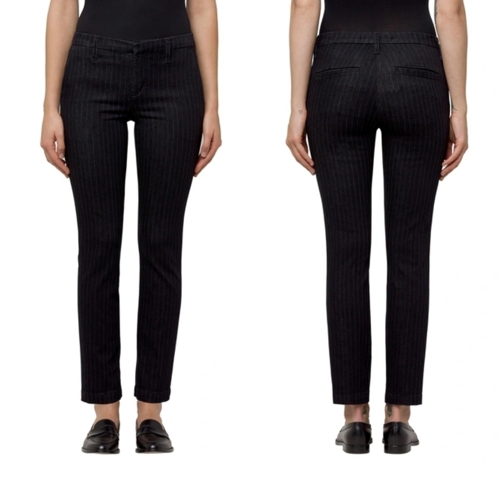 J Brand Clara Pinstripe Ankle Trousers Dark Gray Career Preppy Professional